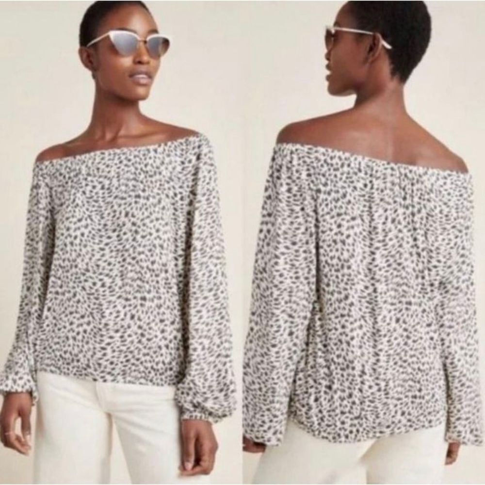 Anthropologie - Cascais On/Off Shoulder Leopard Print Top sz S - Picture 3 of 7